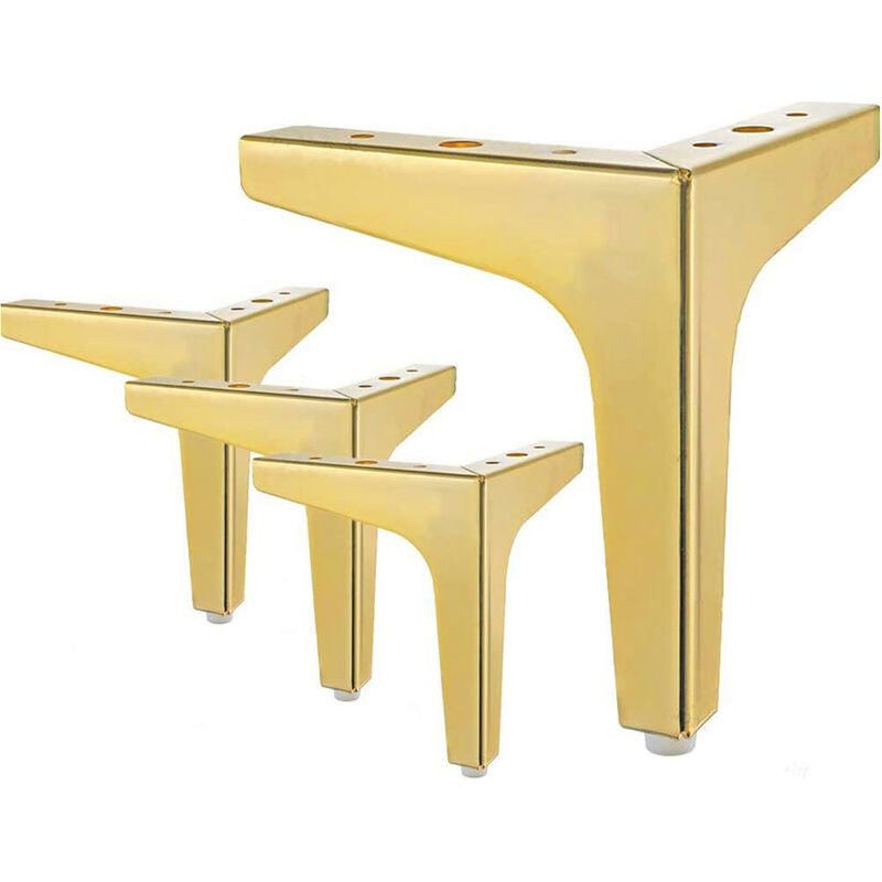 4 Goldene Bettbeine (15 Cm) Für Sofa Und Kleiderschrank, Inklusive Schrauben