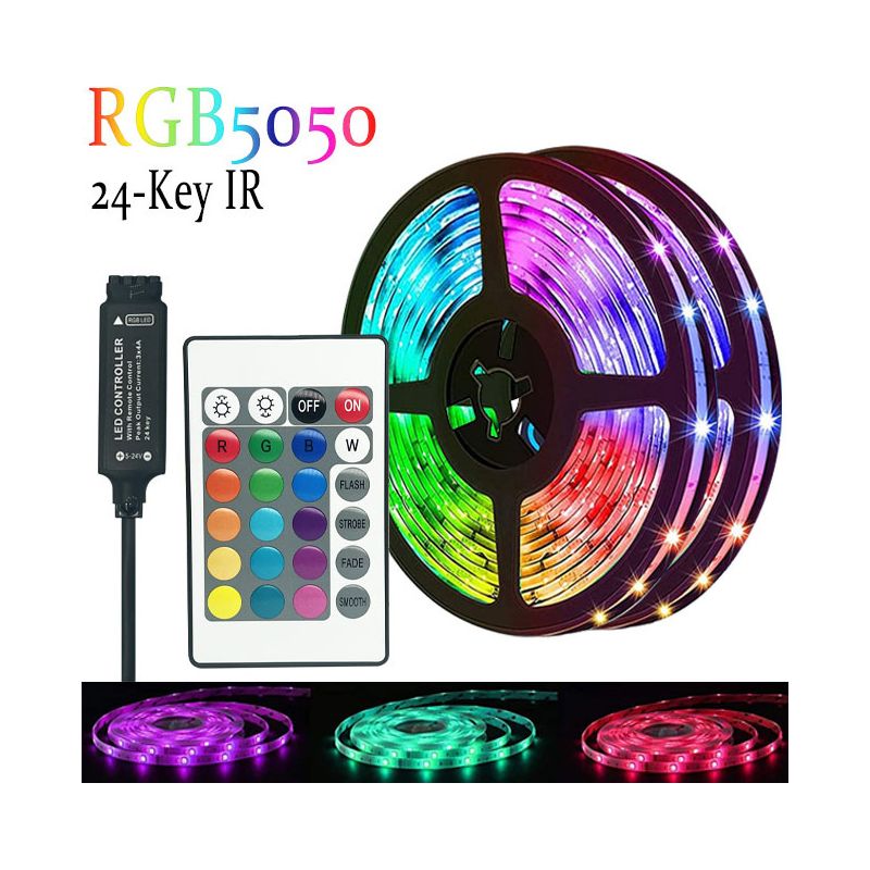 10 M Dimmbarer Led-lichtstreifen, Mehrfarbiger Rgb-lichtstreifen Mit Fernbedienung