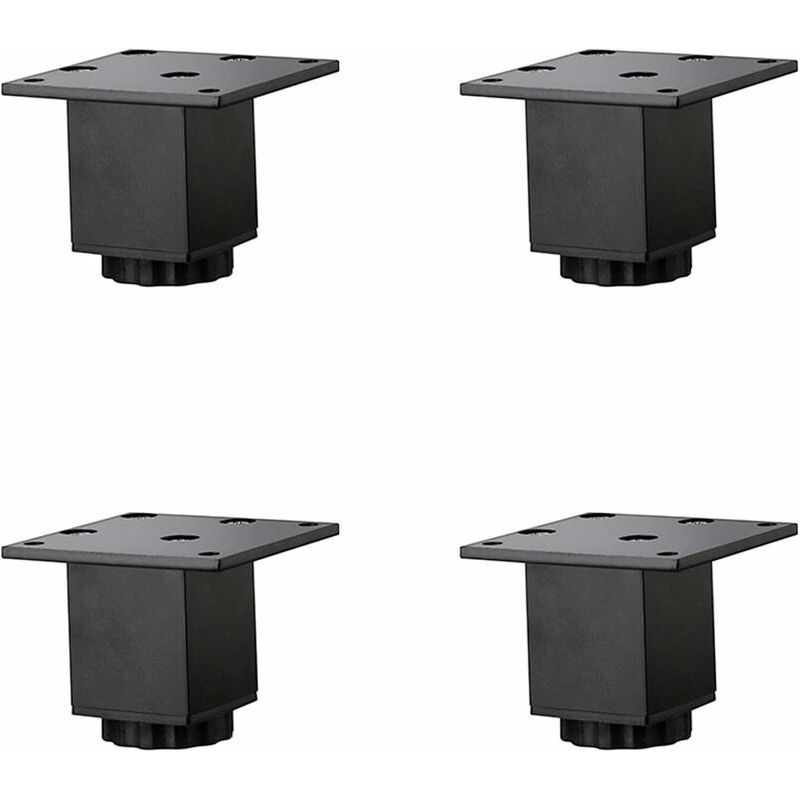 4 Stück (5 Cm/2 Zoll) Höhenverstellbare Möbelfüße Aus Aluminiumlegierung, Couchtisch-/sofabeine, Badezimmer-/waschtischunterschrankbeine, 5-40 Cm, Mattschwarz, Mit Schrauben
