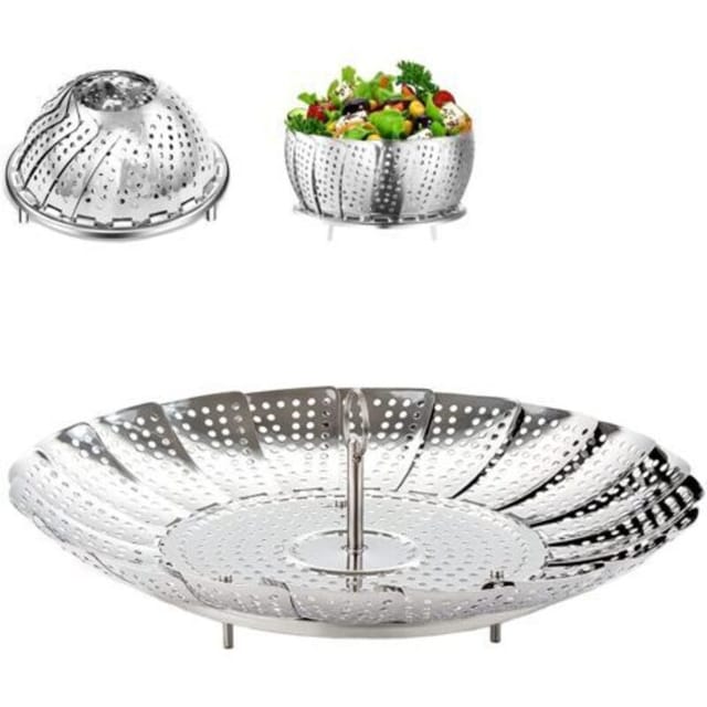 Dampfgareinsatz Aus Edelstahl, 23 Cm (9 Zoll) Edelstahl-dampfgarer Für Schnellkochtöpfe, Dampfgareinsatz, Gänseblümchen-dampfgarer, Faltbarer Gemüsedämpfer