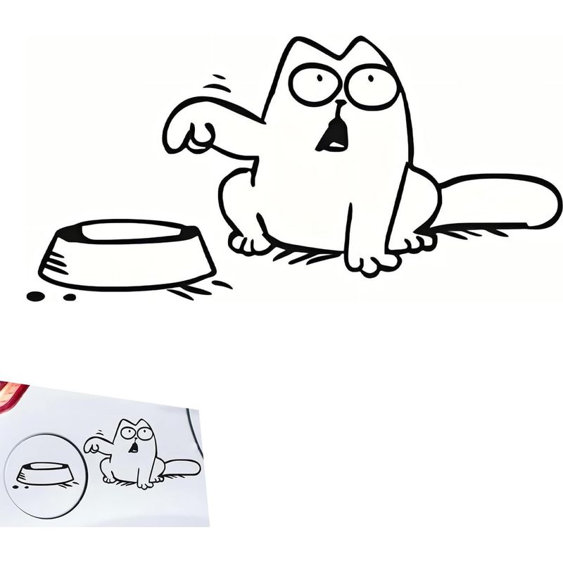 Dekorative Autoaufkleber Mit Einer Lustigen Cartoon-katze, Aus Wasserfestem Pvc, Geeignet Für Pkw, Lkw Und Suvs (schwarz, Links).