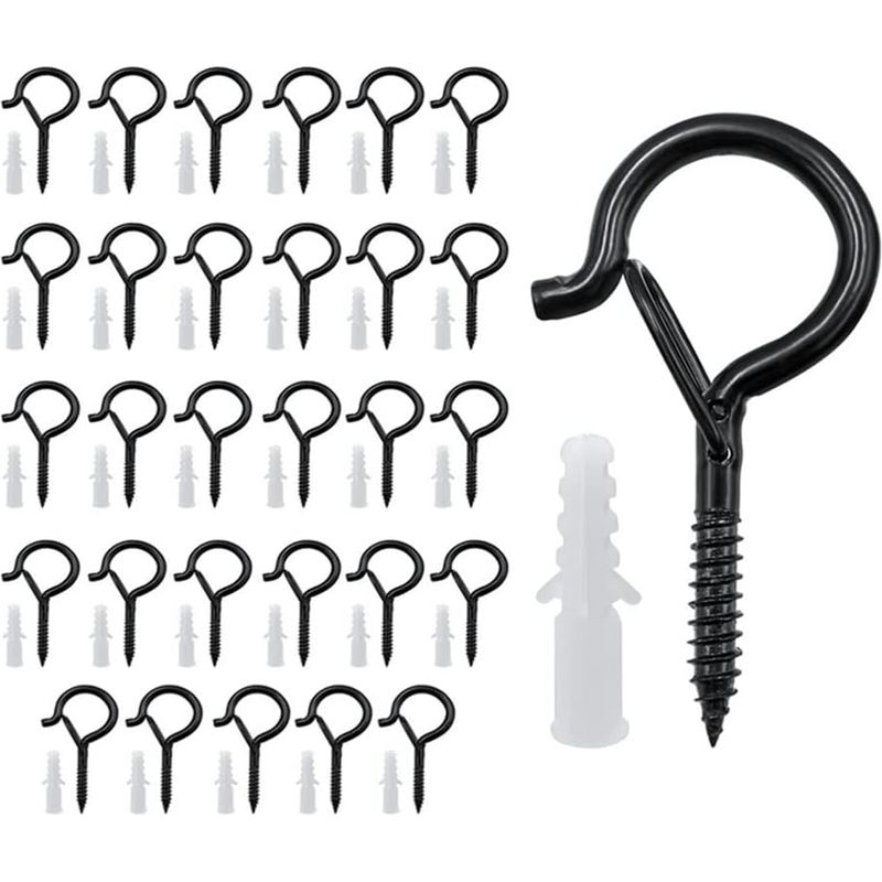 Set Mit 30 Schwarzen Schraubhaken, Schraubhaken Für Den Außenbereich, Deckenhaken, Zum Aufhängen Von Topfpflanzen, Weihnachtsdekorationen, Laternen, Kränzen