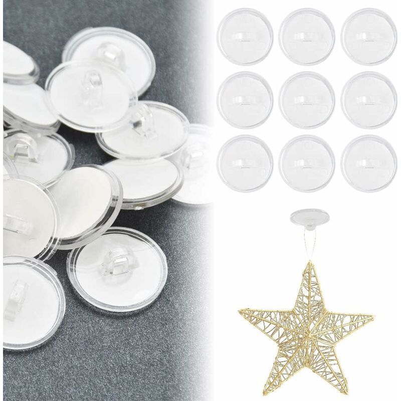 Packung Mit 50 Selbstklebenden Deckenhaken, 20 Mm – Transparenter Kunststoff – Bohrfreie Montage – Leichte Lasten Für Die Inneneinrichtung