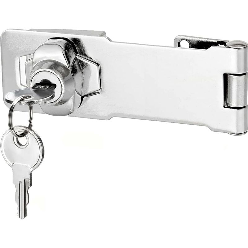 (silbernes) Haken- Und Riegelschloss Mit Schlüssel, 4-zoll-drehriegel, Sicherheitsriegel Aus Metall, Geeignet Für Kleine Türen Und Schränke