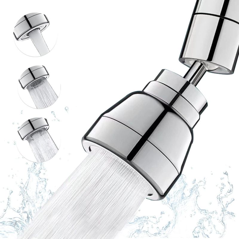 (silber) Dreistrahl-küchenarmatur Mit 360°-drehung, Luftsprudler, Wassersparendem Adapter, Geeignet Für Badezimmerwaschbecken, Fm22/m24