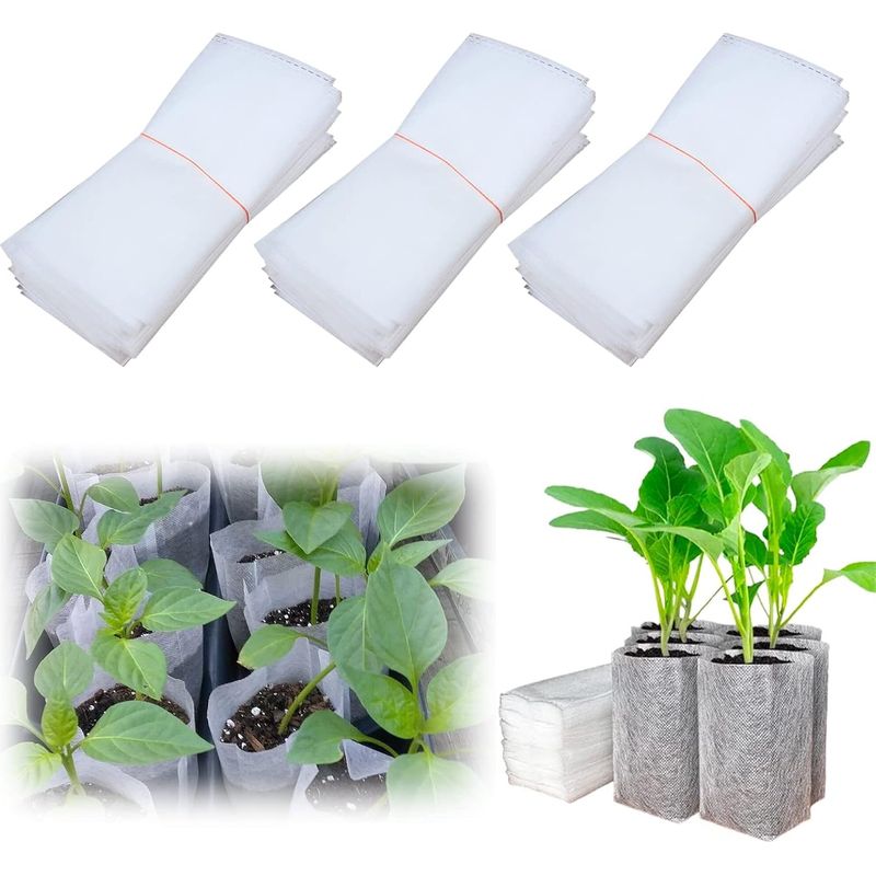 300 Pflanzsäcke Aus Vliesstoff – 12 Cm X 15 Cm, Biologisch Abbaubare Anzuchtsäcke, Anzuchtsäcke Für Gewächshäuser Im Hausgarten, Für Tomaten, Blumen Und Andere Pflanzen