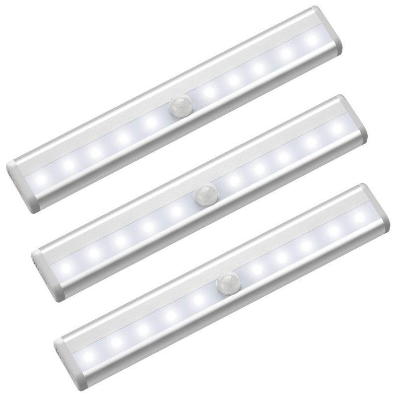 3er-set Led-leuchten Mit Bewegungsmelder Für Den Kleiderschrank, 10 Kabellose Led-strahler, Led-leuchten Für Den Kleiderschrank, Batteriebetriebene Led-beleuchtung Mit Magnetstreifen, Nachtlicht Für K