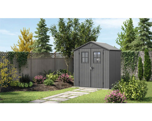[gebraucht] B-ware Keter Gartenhaus Gerätehaus Darwin 6x8 Granitgrau Mit Fußboden Und Doppeltür