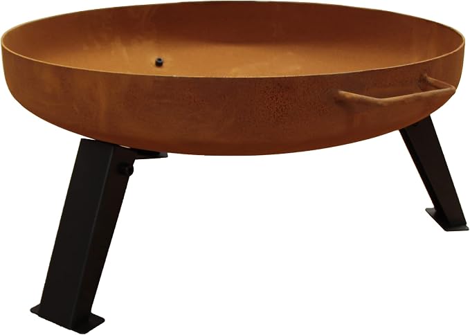 Köhko Macapa 55 Cm Feuerschale 41005‑55n Aus 2mm Stahl Im Rost‑look Mit Ablaufloch & Klappbaren Füßen