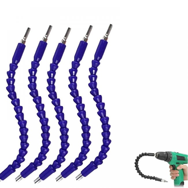 Bohrverlängerungsadapter (5er-pack) – Universelle Flexible Stange – Flexible Bohrverlängerung – 295 Mm – Blau
