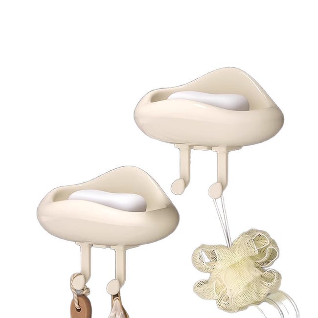 Set Aus Zwei Wolkenförmigen Seifenschalen, Kein Bohren Erforderlich, Selbstklebender, Wandmontierter Seifenhalter Mit Haken, Geeignet Für Duschen Und Badezimmer