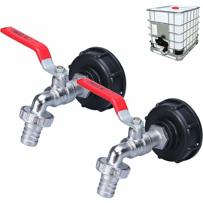 2 Stück Ibc-tankadapter Mit 1/2-zoll-gewindeanschluss, 1000-liter-tankhahn, Regenwassernutzungshahn, Auslasshahn-anschlussventil