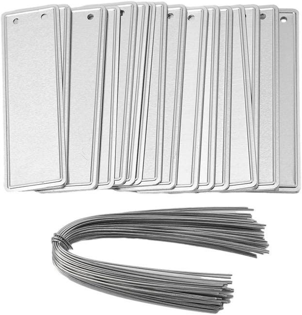 Packung Mit 50 Doppelseitigen Aluminium-baumschildern - Wasserdichte Und Beschreibbare Kennzeichnungsschilder Mit Draht Für Pflanzen