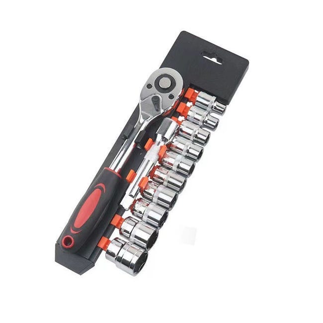 3/8"-steckschlüsselsatz, 12-teilig, Metrischer Antrieb 8–19 Mm Mit 24-zahn-schnellspannratsche Und 6"-verlängerung