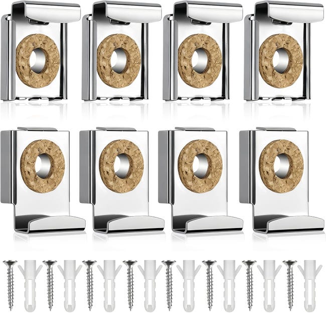 (8er-set) Silberne, Federbelastete Wandspiegelhalterungen – Clips/halterungen Für Badezimmerspiegel Aus Glas