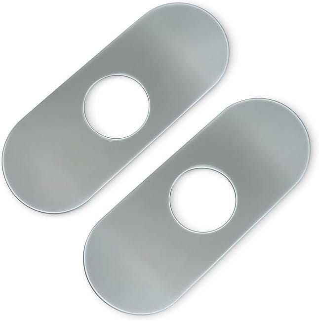 2 Stück Perforierte Edelstahl-abdeckplatten Mit Eleganter Rosette Für Badarmaturen Und Küchenspülen