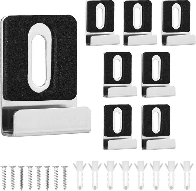 Set Mit 8 Metall-spiegelclips, Inklusive Schrauben Und Gummipads, Spiegelhalterung Für Rahmenlose Wandmontage