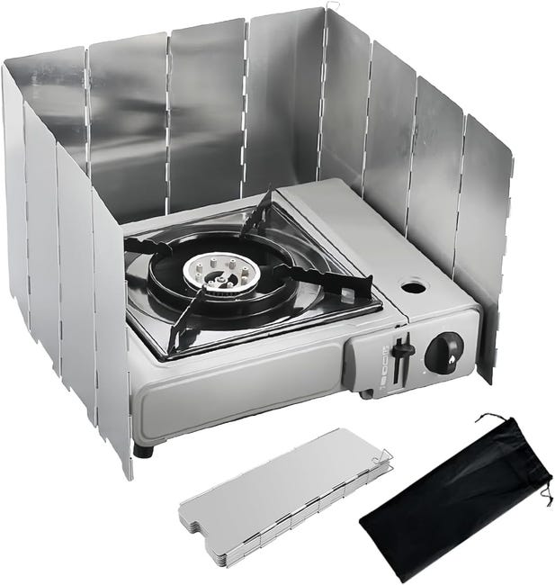 12 Faltbare Windschutzplatten Aus Aluminium Für Campingkocher Mit Aufbewahrungstasche, Tragbarer Windschutzkocher Für Outdoor-camping Und Picknicks