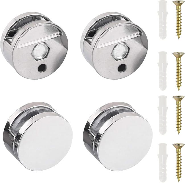 4-teiliges Wandspiegel-set, Spiegelhalterung, Robuste Spiegelklemmen, Schrauben Und Klebedübel