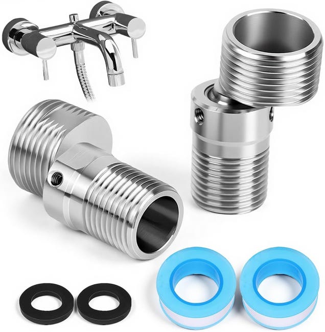 2 Stück Edelstahl-armaturenadapter, 360 Grad Verstellbarer Duscharmaturanschluss, Exzentrischer Mischbatterieanschluss, Wasseranschluss Für Armaturen