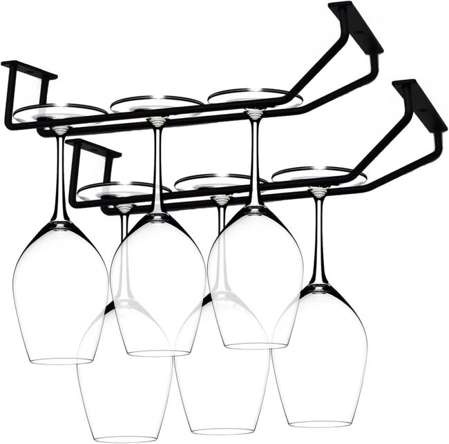 14-zoll-weinglasregal Für Die Unterbaumontage, Stielglashalter – Für Küche, Esszimmer, Bar, Schwarz, 2er-set