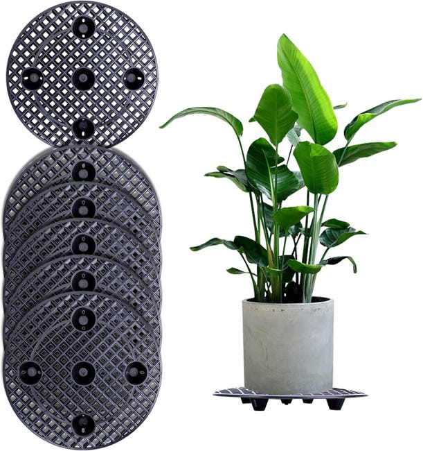 Set Mit 6 Runden, 30 Cm Großen Blumentopf-hebern Aus Kunststoffgewebe Mit Drainage, Runde Stützen Für Blumentöpfe Auf Der Terrasse