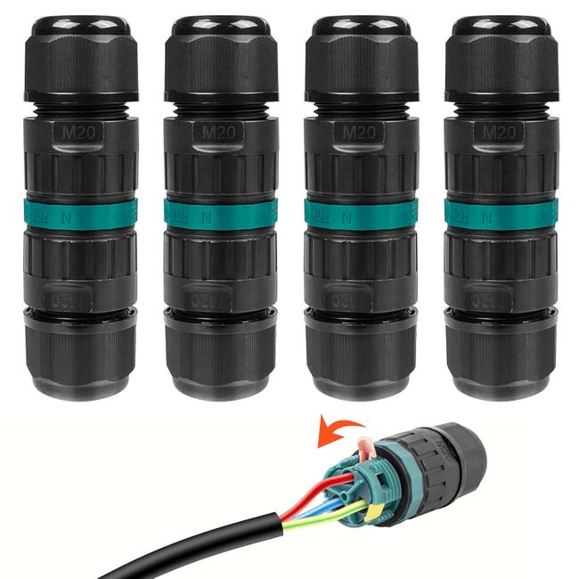 Ip68 Wasserdichte Elektrische Steckverbinder - 2-adriger Kabelverbinder, Außenanschlussdose, Für Kabel Ø 9 Bis 12 Mm (4 Stück)