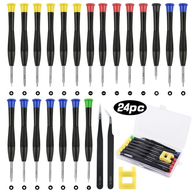 24-teiliges Mini-schraubendreher-set, Präzisionsschraubendreher Für Reparaturen An Brillen, Pcs, Ps4, Uhren, Schmuck, Handys, Magnetisierern Und Aufbewahrungsbox
