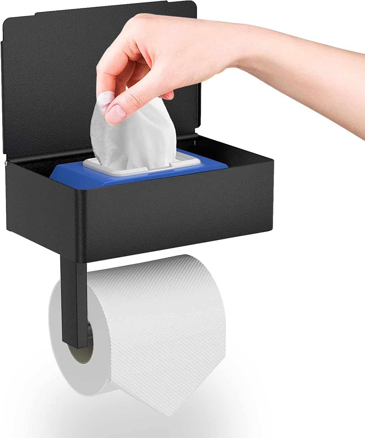 Schwarzer, Wandmontierter Toilettenpapierhalter Mit Klebebefestigung (kein Bohren Erforderlich), Geeignet Für Badezimmer Und Küchen
