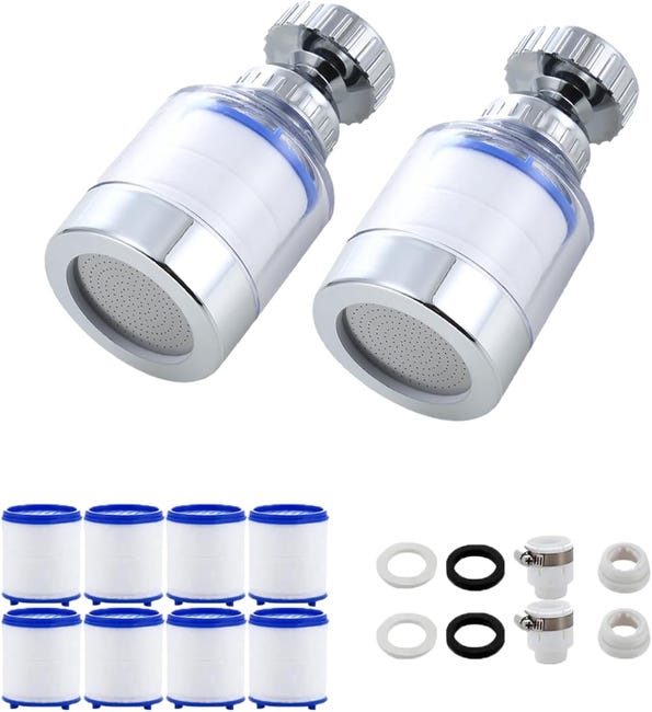 2-teiliger Anti-kalk-wasserhahnfilter, Anti-kalk-wasserhahnfilter, Wasserhahn-wasserfilter Mit 10 Pp-baumwollfilterelementen, Wasserhahn-kalkfilter