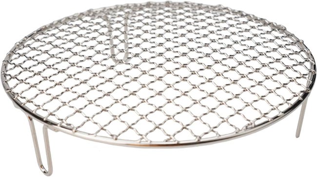 Runder, Antihaftbeschichteter Und Hitzebeständiger Metallgrill Für Grillabende, Camping, Picknicks, Silberfarben, Gleichmäßige Hitzeverteilung (25 Cm)