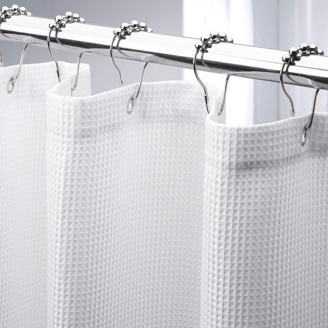 Weißer Duschvorhang 180 Cm X 180 Cm, 1 Stück, Aus Polyester Mit Metallkugelring, Geprägter Duschvorhang Für Badezimmer