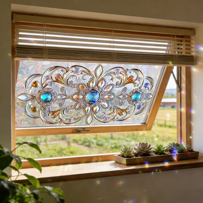 Buntglasfolie, Fensterfolie, Sichtschutzfolie, Elektrostatische Adsorption (45 X 100 Cm, Zweierpackung)