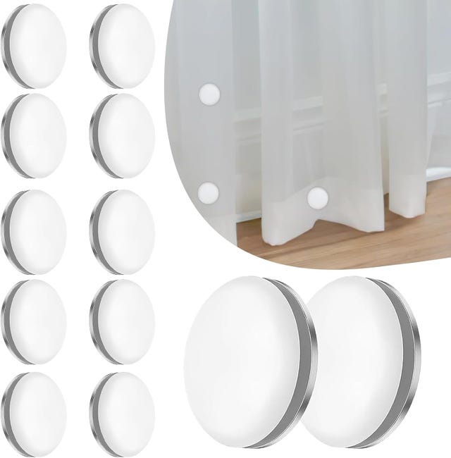 12 Wiederverwendbare Duschvorhanggewichte Für Den Außenbereich, Runde Magnetische Duschvorhanggewichte Für Tischdecken, Fahnen Und Outdoor-vorhänge (weiß)
