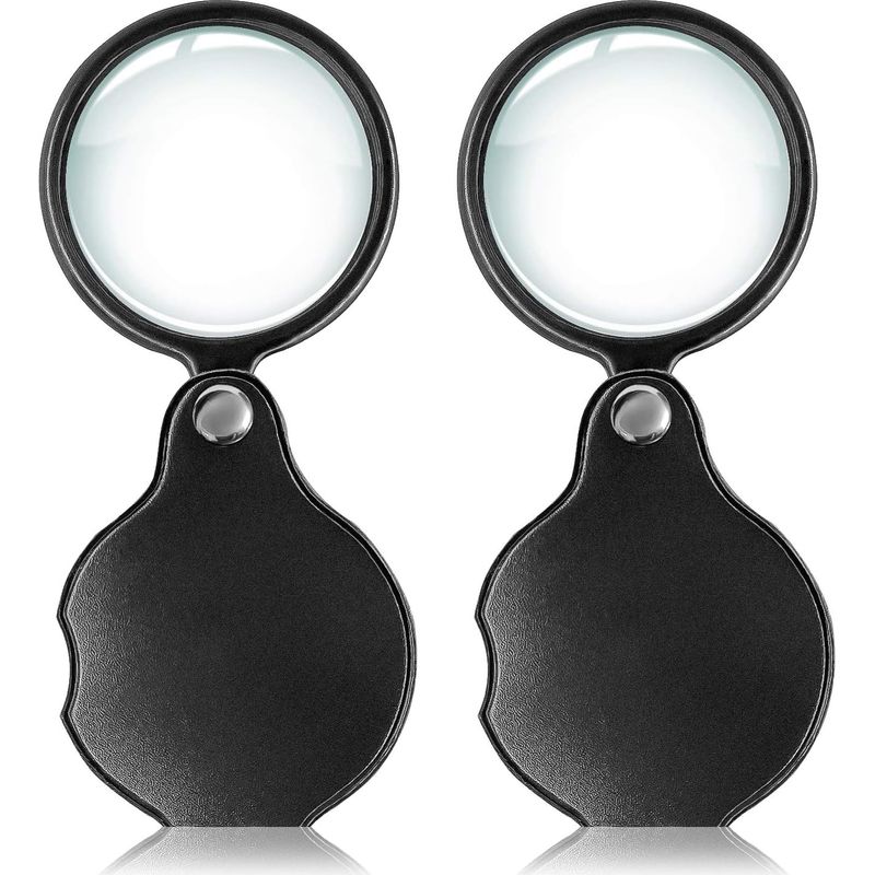 Set Mit 2 Kleinen, Faltbaren Taschenlupen (10-fache Vergrößerung) Von Hoher Qualität Mit Drehbarem Deckel Zum Lesen, Für Wissenschaftliche Zwecke, Schmuck, Hobbys Und Bücher (1,96 Zoll).
