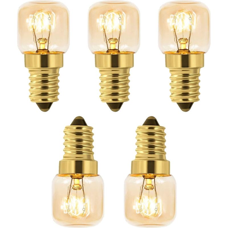 5er-pack 15-w-salzlampen, Warmweißes Glühlicht, 230 V Wechselstrom, 15-w-ofenlampe, Für Backöfen, Kühlschränke, Salzlampen, Grillöfen, 52 X 22,2 Cm