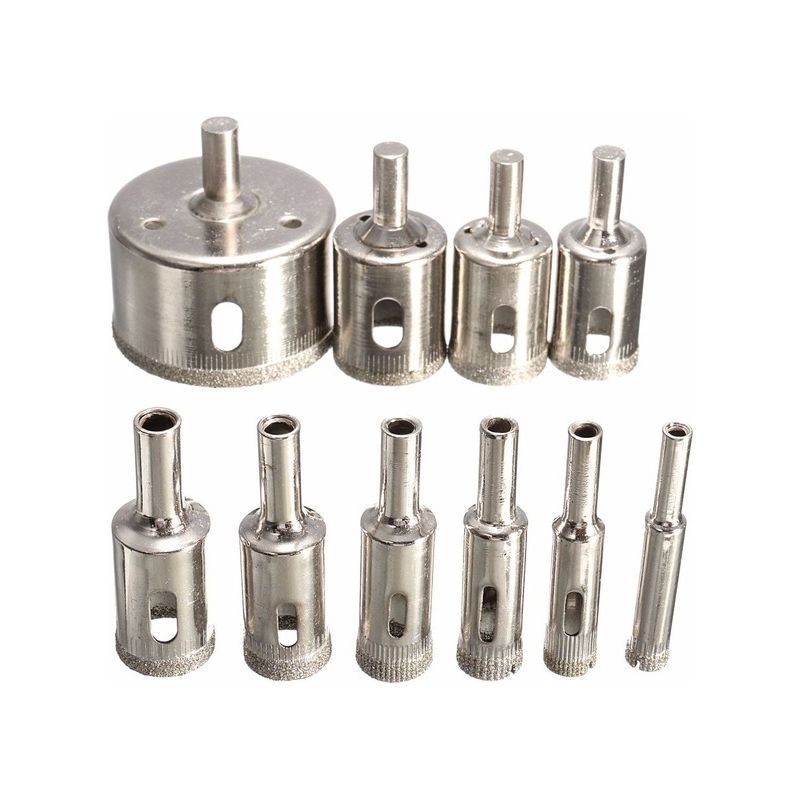 10-teiliges Diamantbeschichtetes Hss-bohrerset Für Fliesen, Marmor, Glas Und Keramik Bohrer Für Elektrowerkzeuge, 3–50 Mm