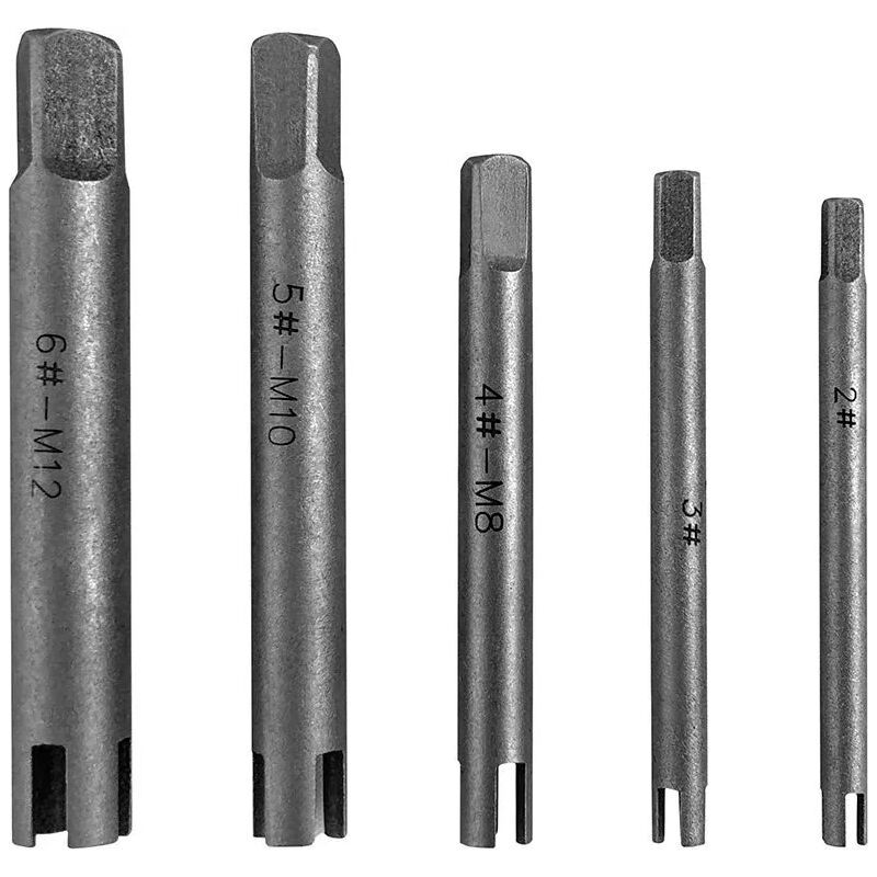 Gewindebohrer-auszieher, Gewindebohrer-abzieher, Schraubenauszieher, Stahl, Abgenutzte Schraube, 5-teiliges Gewindebohrer-auszieher-set