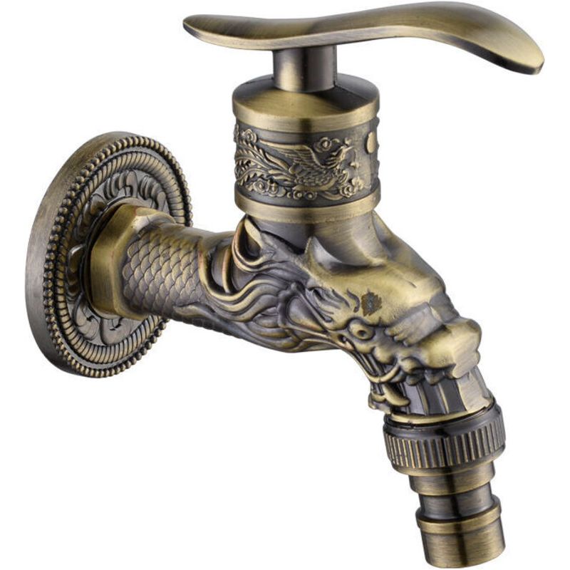 Antike Einzel-kaltwasser-poolwaschmaschinenarmatur, 4-punkt-außenbalkonarmatur, Retro-bronzearmatur 1010,8 Cm