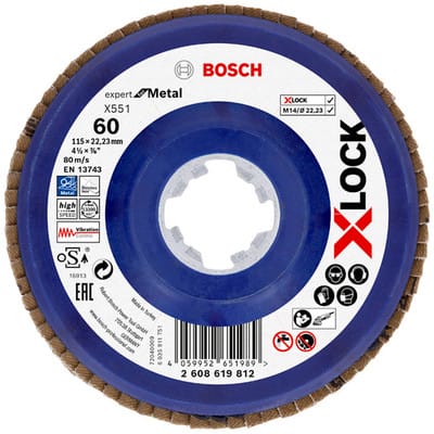 Bosch - X-LOCK-Fächerschleifscheibe X551, Expert for Metal, k: 60, 115 mm - 2608619812
