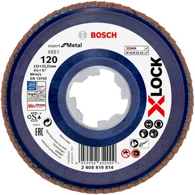 Bosch - X-LOCK-Fächerschleifscheibe X551, Expert for Metal, k: 120, 115 mm - 2608619814