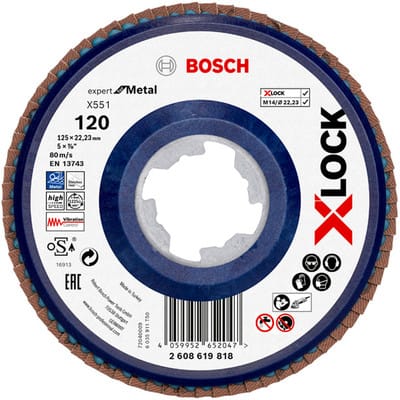 Bosch - X-LOCK-Fächerschleifscheibe X551, Expert for Metal, k: 120, 125 mm - 2608619818