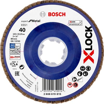 Bosch - X-LOCK-Fächerschleifscheibe X551, Expert for Metal, k: 40, 125 mm - 2608619815