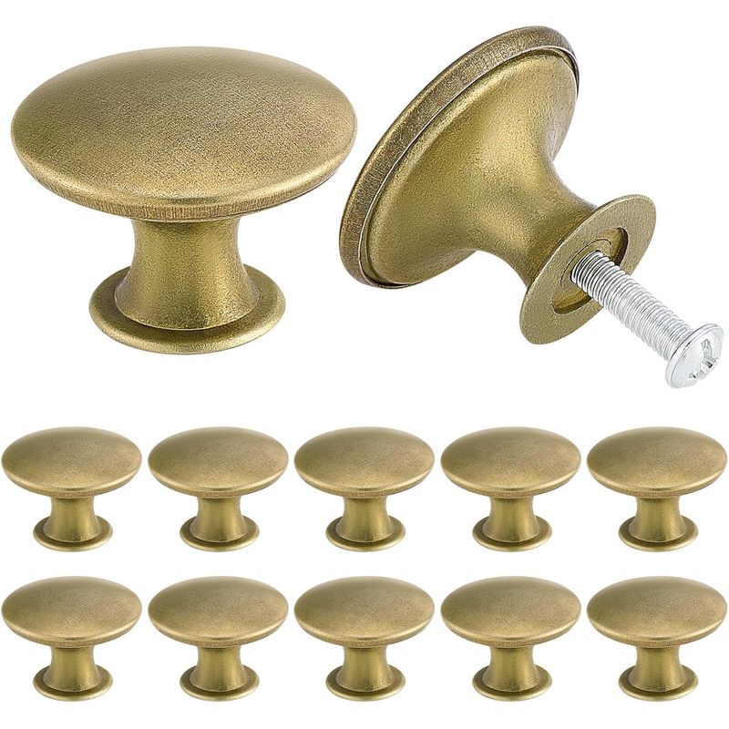 Set Mit 12 Schicken Vintage-kleiderschrankknöpfen Aus Antikisiertem Messing, 30 Mm