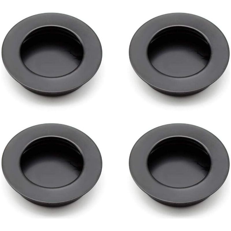 4 Runde, Eingelassene Griffe, 40 Mm Schiebetürgriffe Aus Edelstahl 304, Schwarze Möbelgriffe, Geeignet Für Schubladen, Schränke Und Maßgefertigte Möbel.