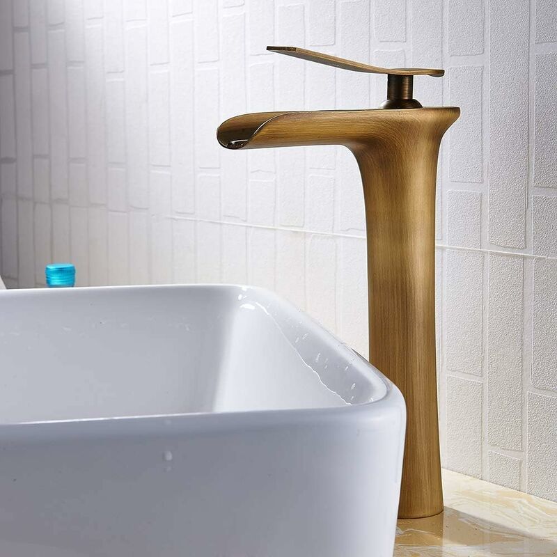 Wasserfall-waschtischarmatur – Verchromte Waschtischarmatur – Wasserfall-waschtischarmatur Für Badezimmer (aufsatz) (schwarz)
