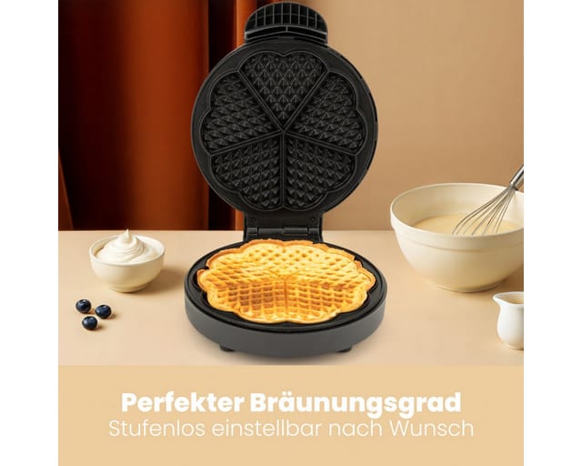 Clatronic - wa 3492 Waffeleisen Antihaftbeschichtung Schwarz, Edelstahl