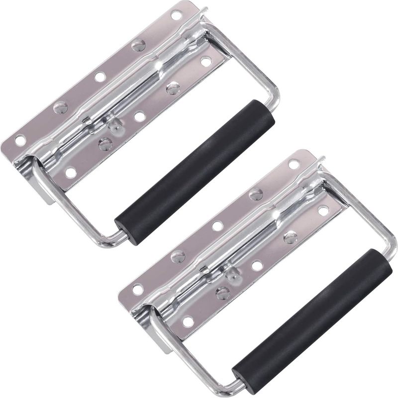 Set Mit 2 Klappbaren Federgriffen (12,5 X 4 Cm) Mit 6 Löchern – Silber