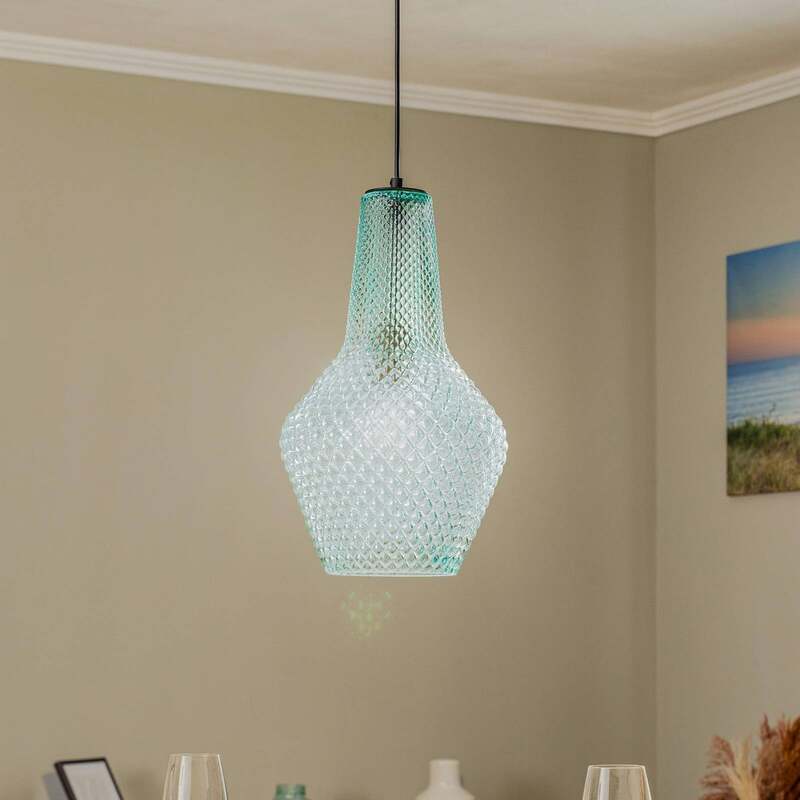 [neuwertig] B-ware Lindby Pendant Light Drakar, 1-bulb, Light Blue, Glass, Ø 25 Cm