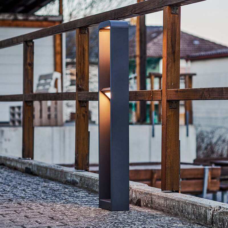 [neuwertig] B-ware Lindby Wegeleuchte Gartenleuchte Darko Led Pollerleuchte Dunkelgrau 100cm Ip54